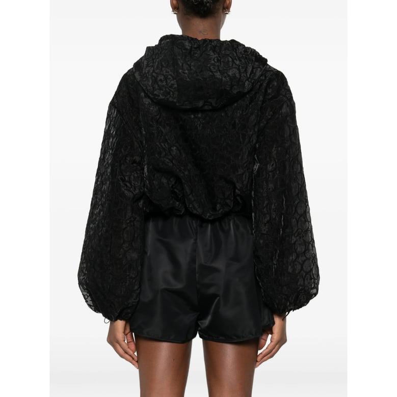 black floral jacquard outerwear by Selfnex