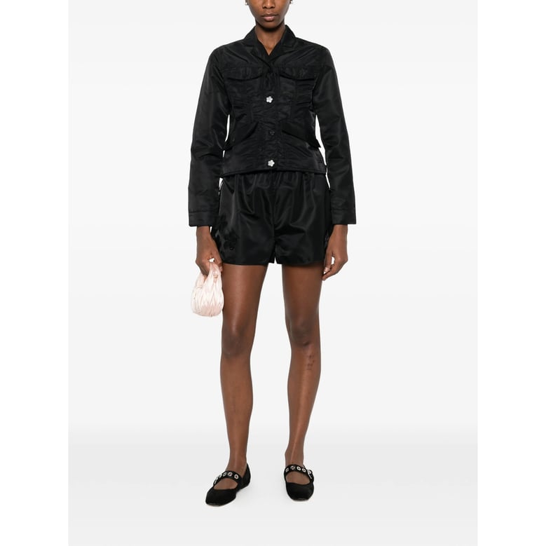 shorts black floral appliqué by Selfnex