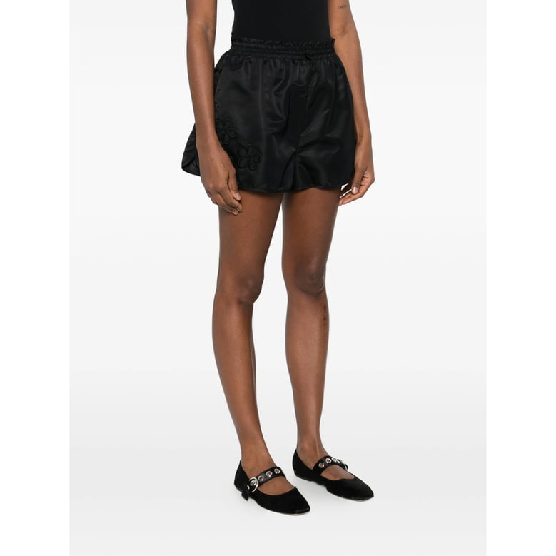 shorts black floral appliqué by Selfnex