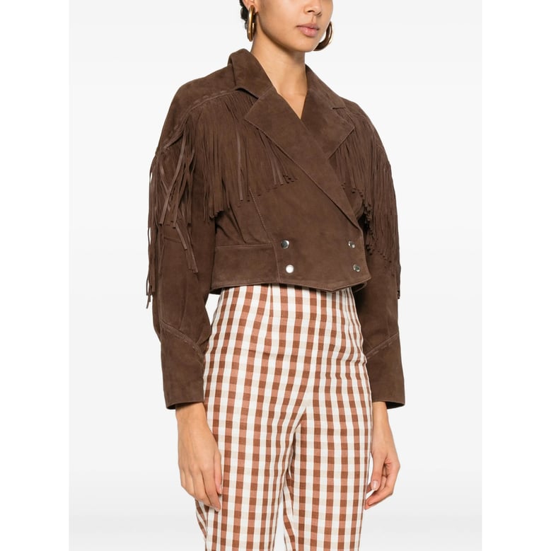 brown leather outerwear by Selfnex