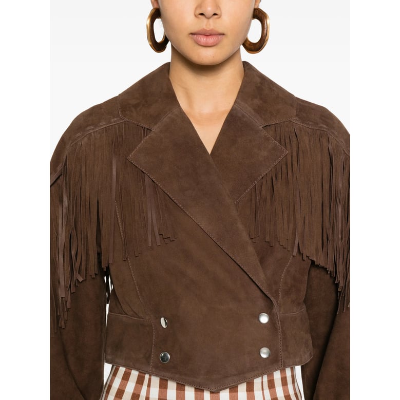 brown leather outerwear by Selfnex