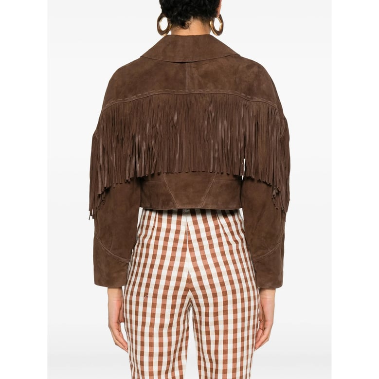 brown leather outerwear by Selfnex
