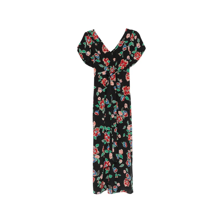 dress black multicolour floral silk by Selfnex