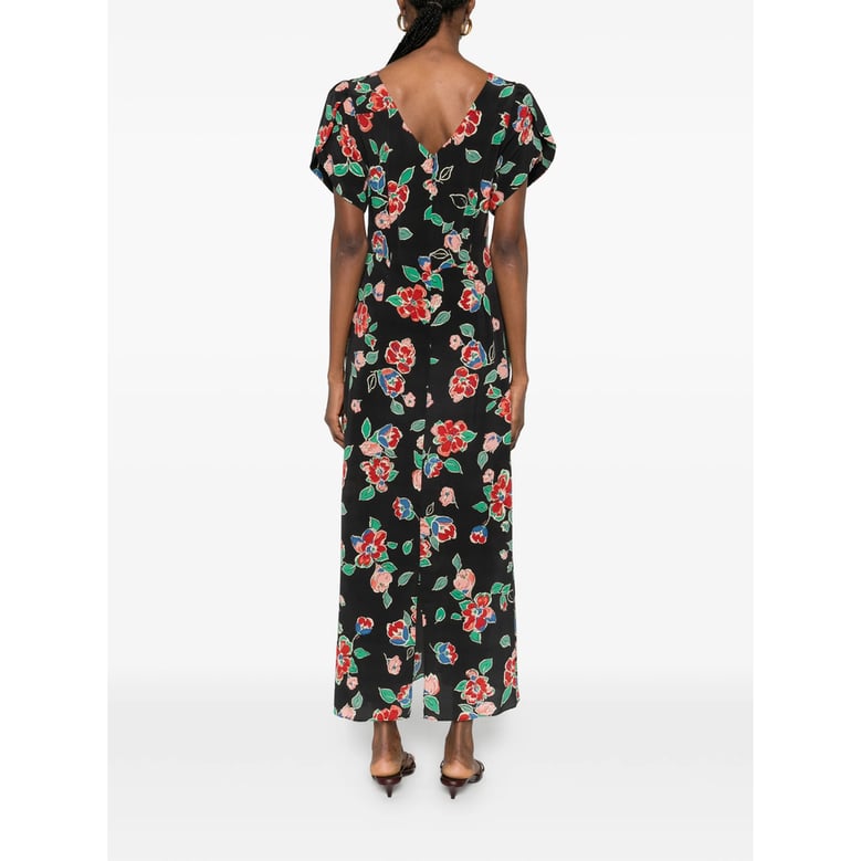 dress black multicolour floral silk by Selfnex