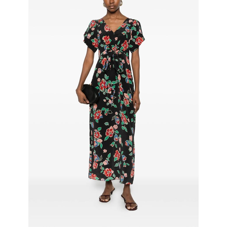 dress black multicolour floral silk by Selfnex