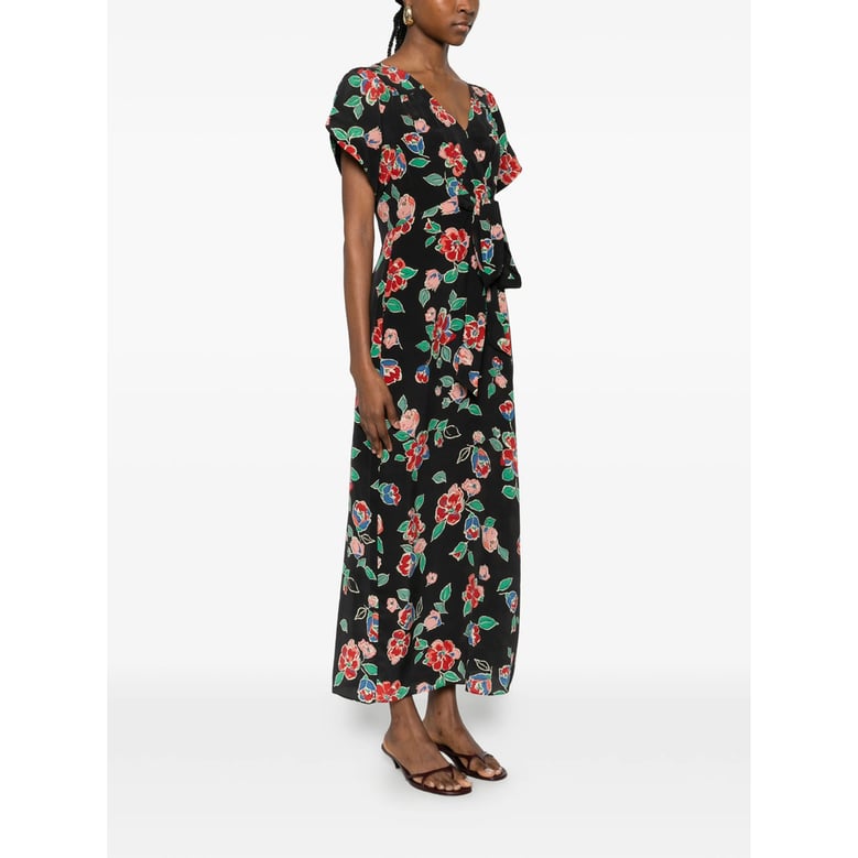dress black multicolour floral silk by Selfnex