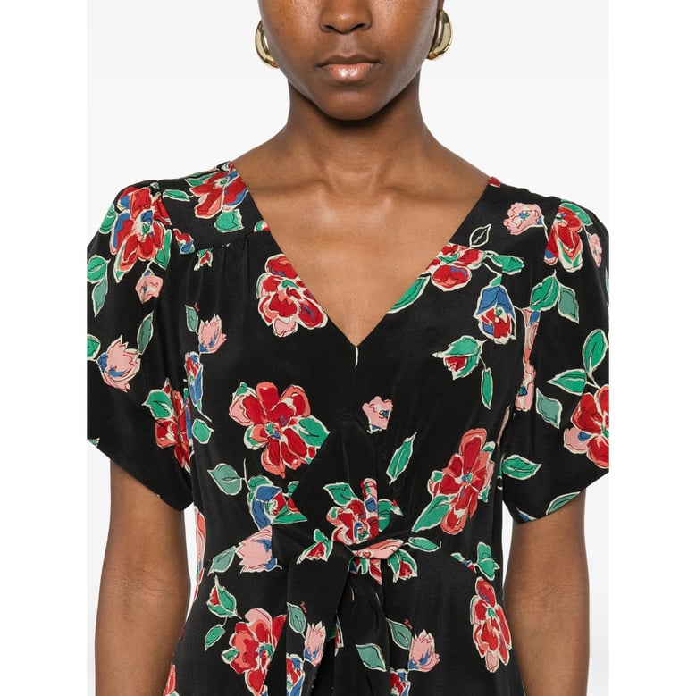 dress black multicolour floral silk by Selfnex