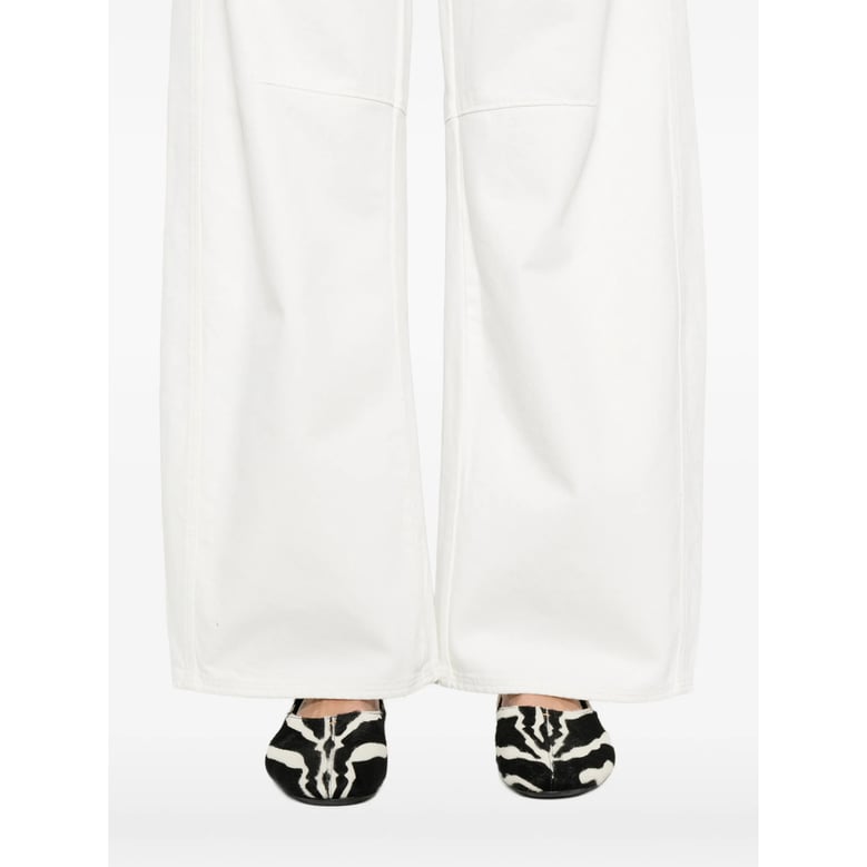 white wide leg jeans with silver-tone hardware by Selfnex