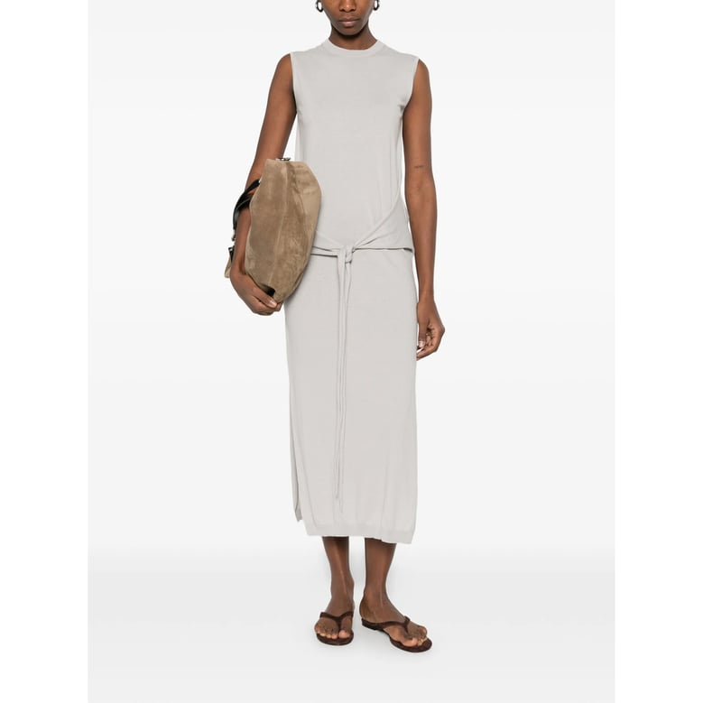 grey sleeveless dress with tied detail by Selfnex