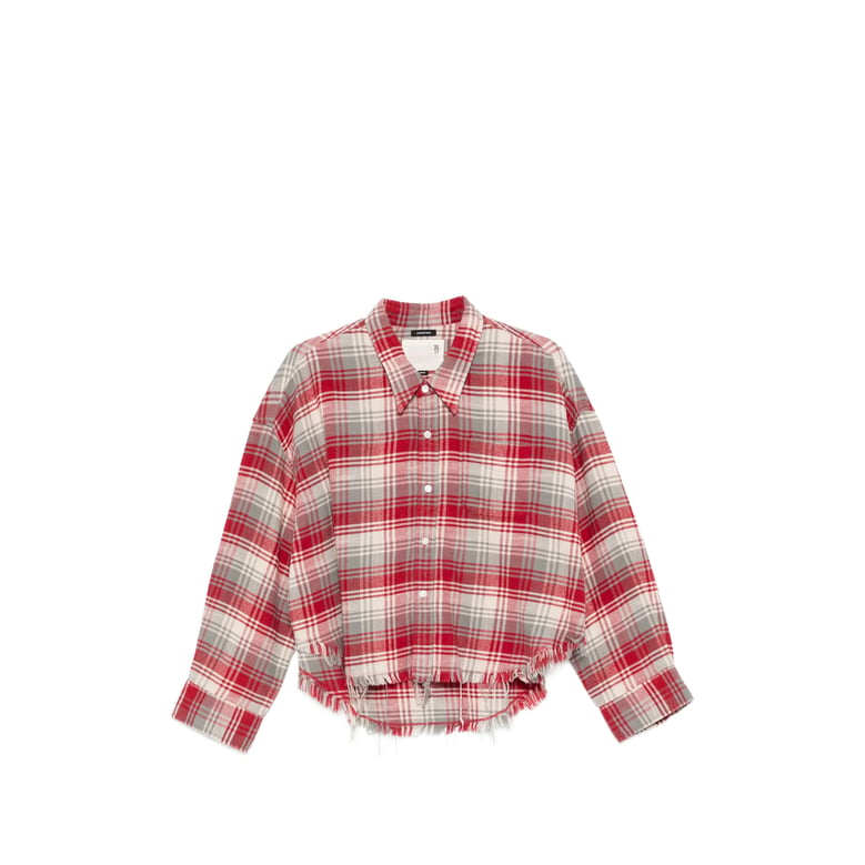 cropped plaid shirt with frayed hem by Selfnex