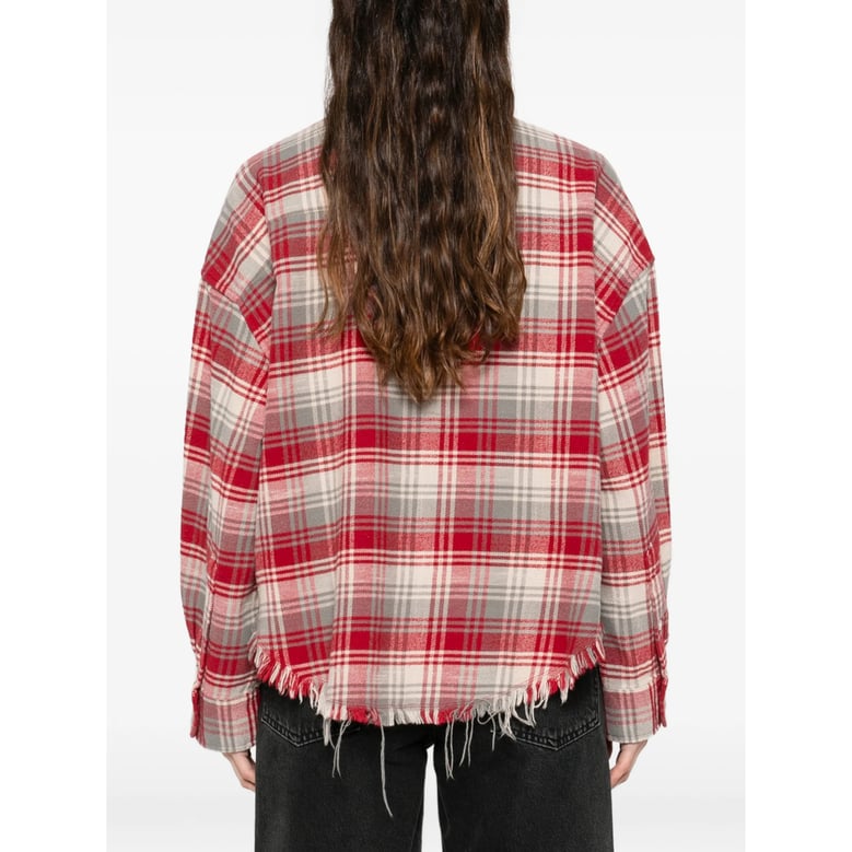 cropped plaid shirt with frayed hem by Selfnex