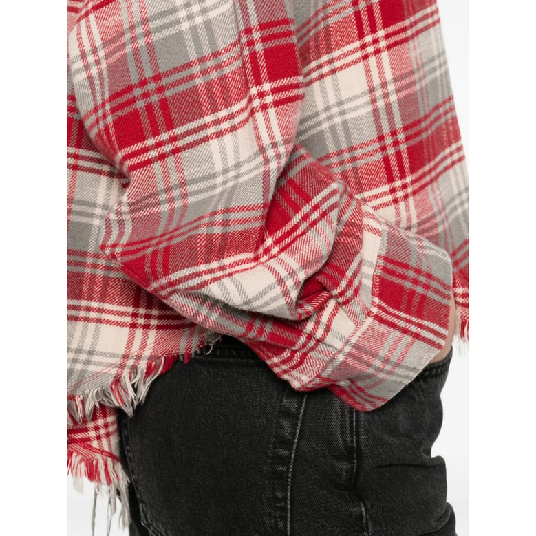 cropped plaid shirt with frayed hem by Selfnex