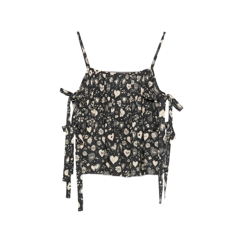 floral print top with adjustable straps by Selfnex