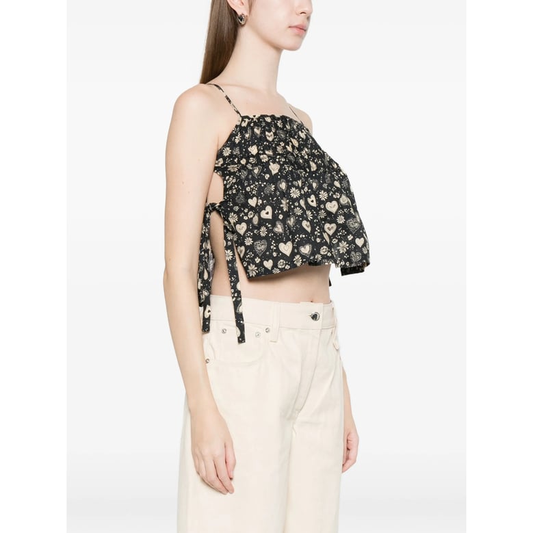 floral print top with adjustable straps by Selfnex
