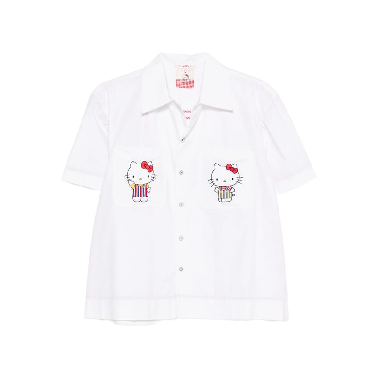 white cotton shirt with embroidered detailing by Selfnex