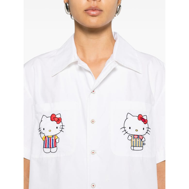 white cotton shirt with embroidered detailing by Selfnex