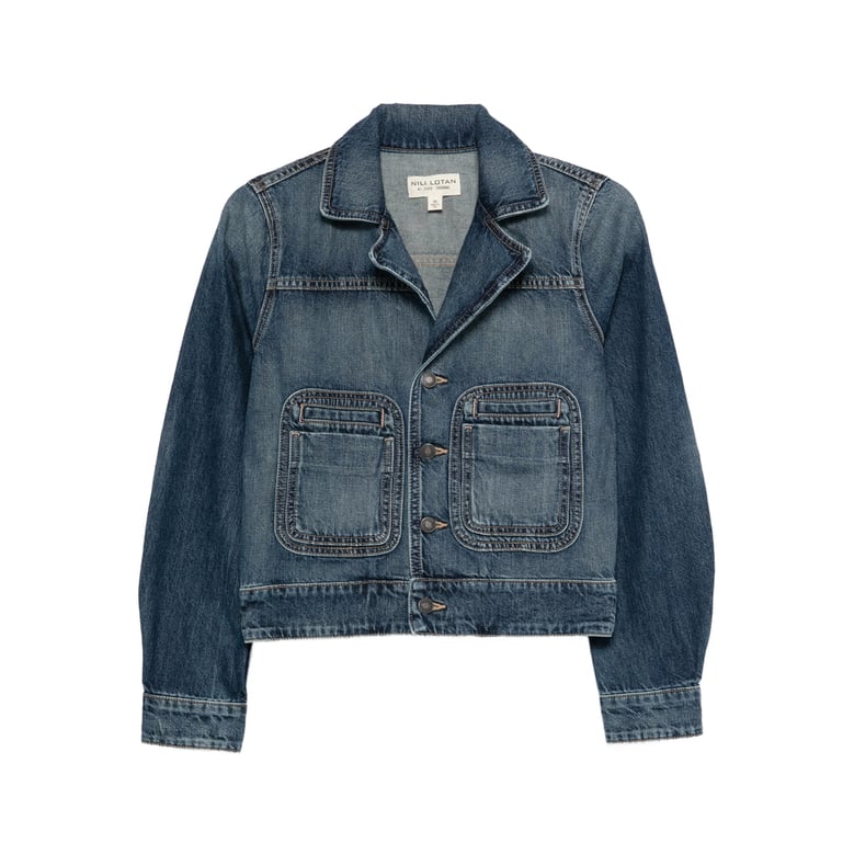 blue outerwear with patch pockets by Selfnex