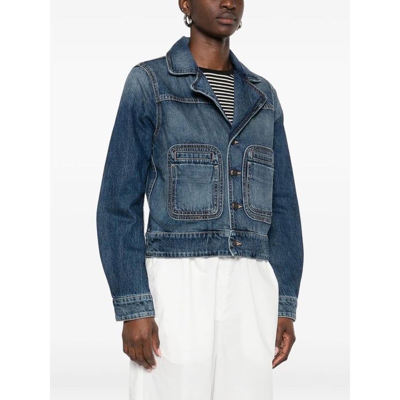 blue outerwear with patch pockets by Selfnex