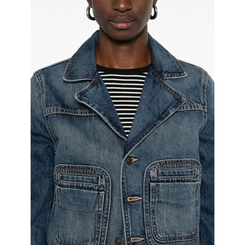 blue outerwear with patch pockets by Selfnex