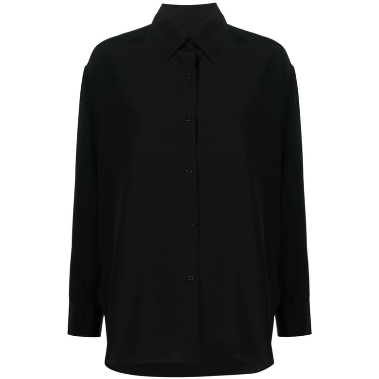 black silk shirt with pointed collar by Selfnex