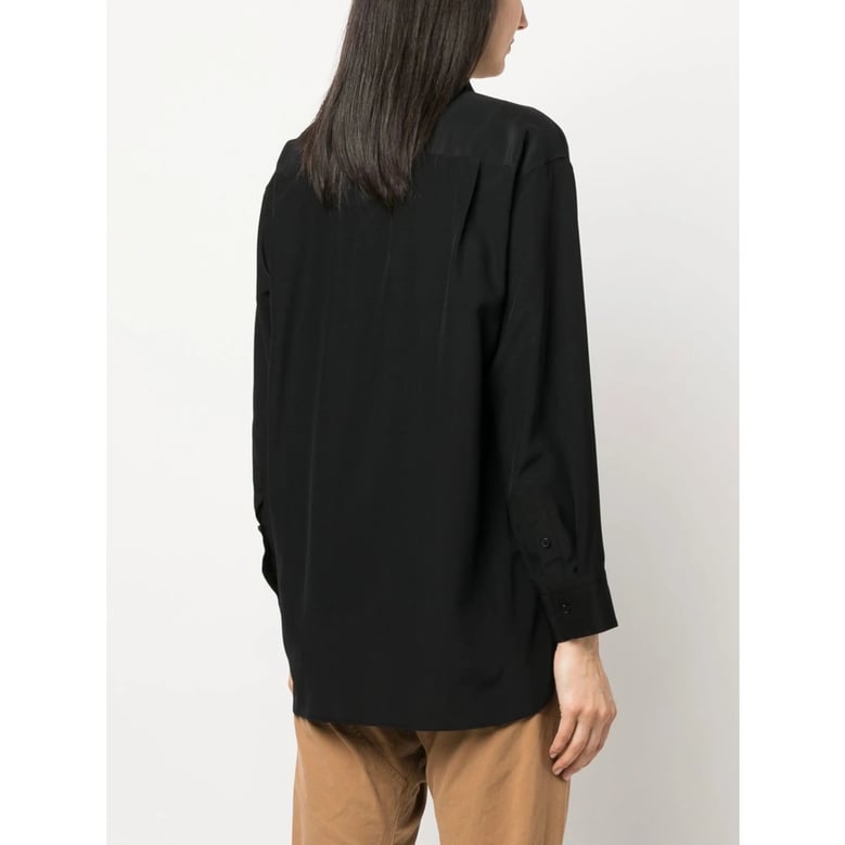 black silk shirt with pointed collar by Selfnex