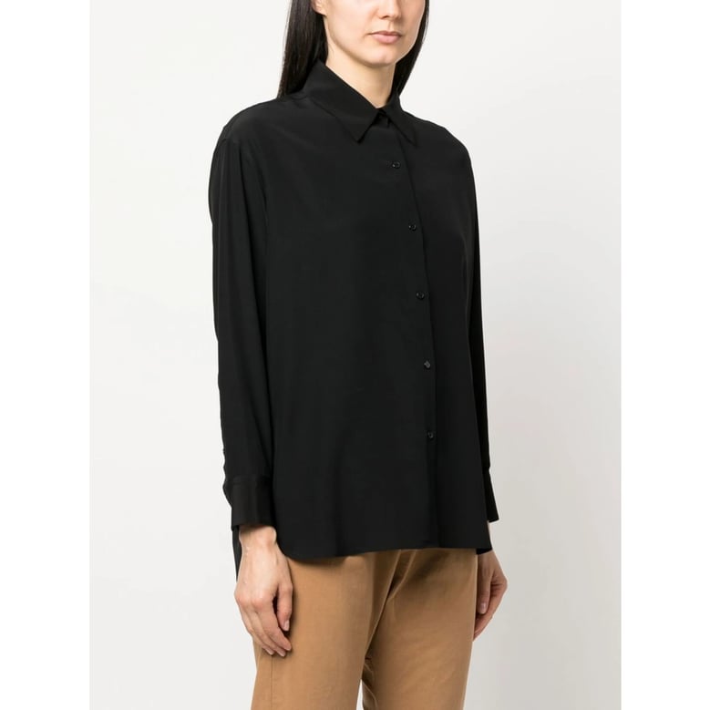 black silk shirt with pointed collar by Selfnex