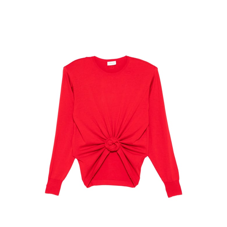 knot detail red wool sweater by Selfnex