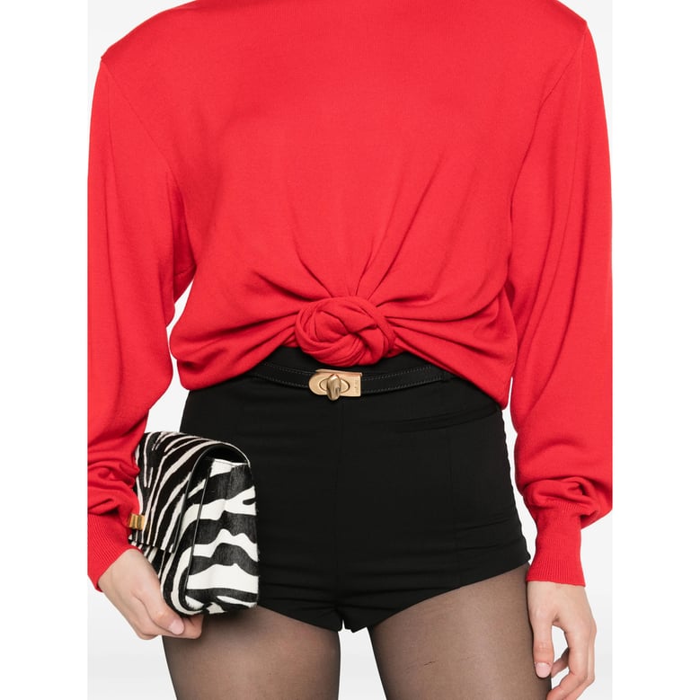 knot detail red wool sweater by Selfnex
