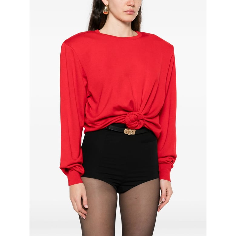 knot detail red wool sweater by Selfnex