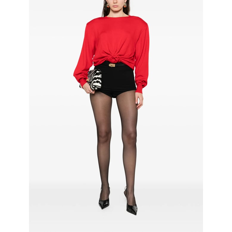 knot detail red wool sweater by Selfnex