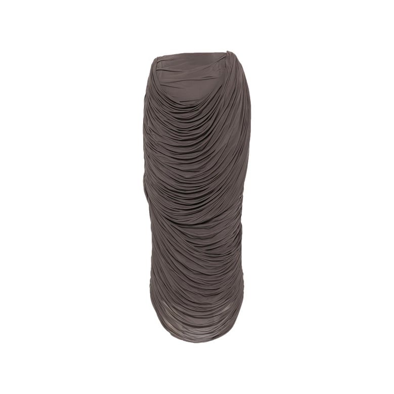 brown draped design skirt by Selfnex
