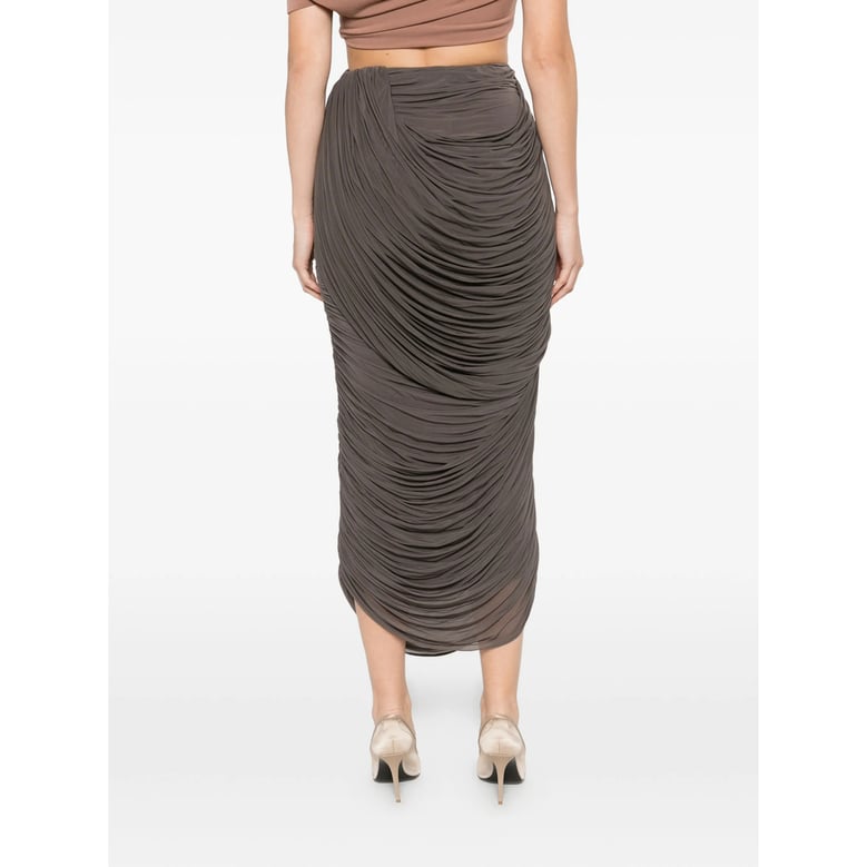brown draped design skirt by Selfnex
