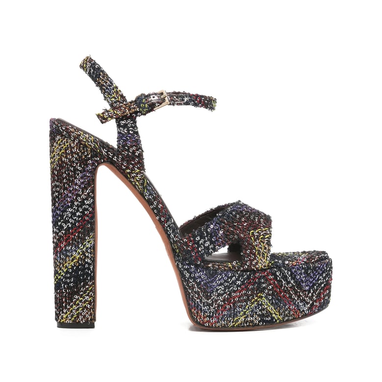 black high heel platform shoes by Selfnex