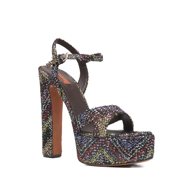 black high heel platform shoes by Selfnex