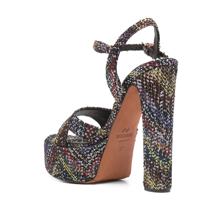 black high heel platform shoes by Selfnex