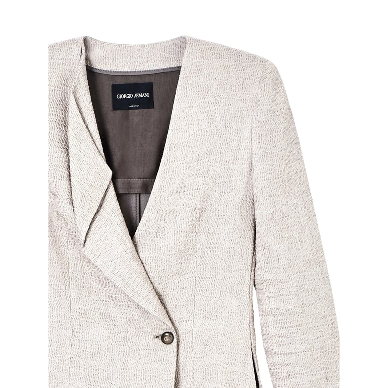 grey textured jacket with button fastening by Selfnex