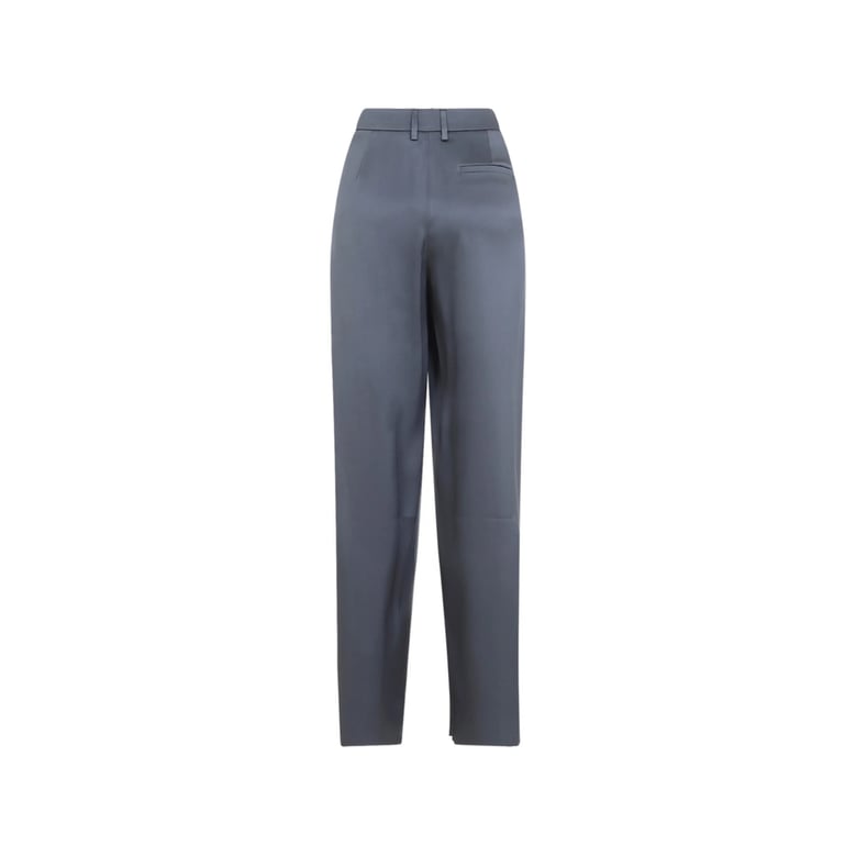 grey silk pleated trousers by Selfnex