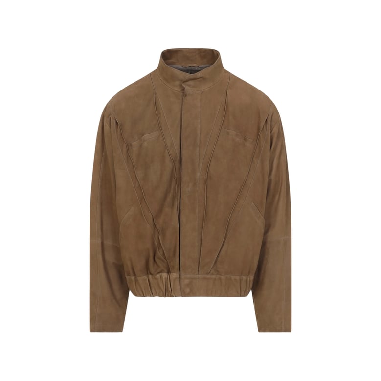 brown suede panelled outerwear by Selfnex