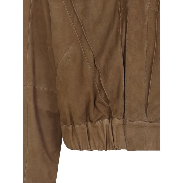 brown suede panelled outerwear by Selfnex
