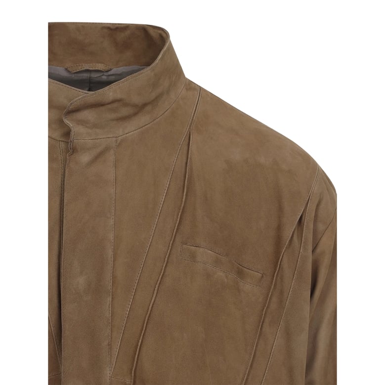 brown suede panelled outerwear by Selfnex