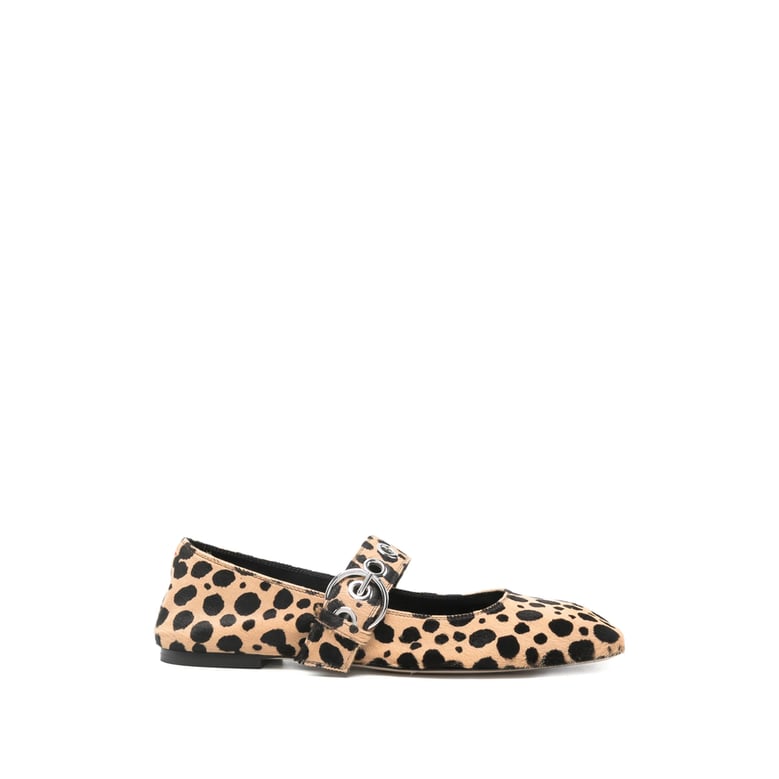 beige and black animal print shoes by Selfnex