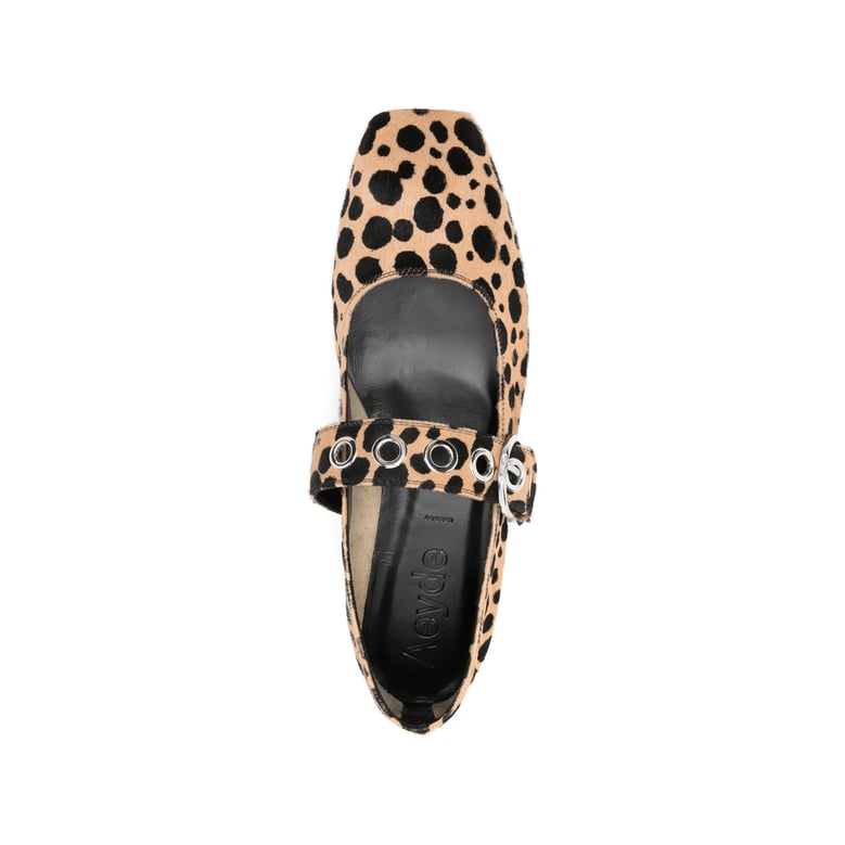 beige and black animal print shoes by Selfnex