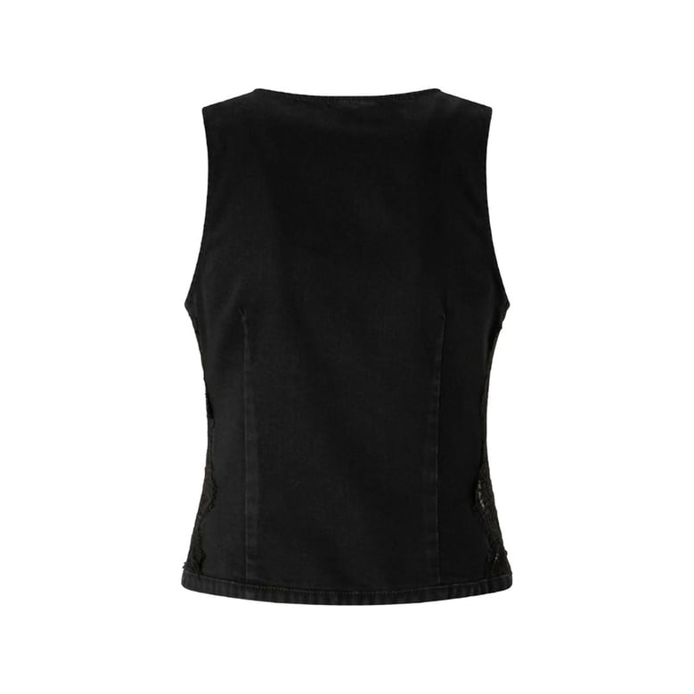 black waistcoat with lace detail by Selfnex