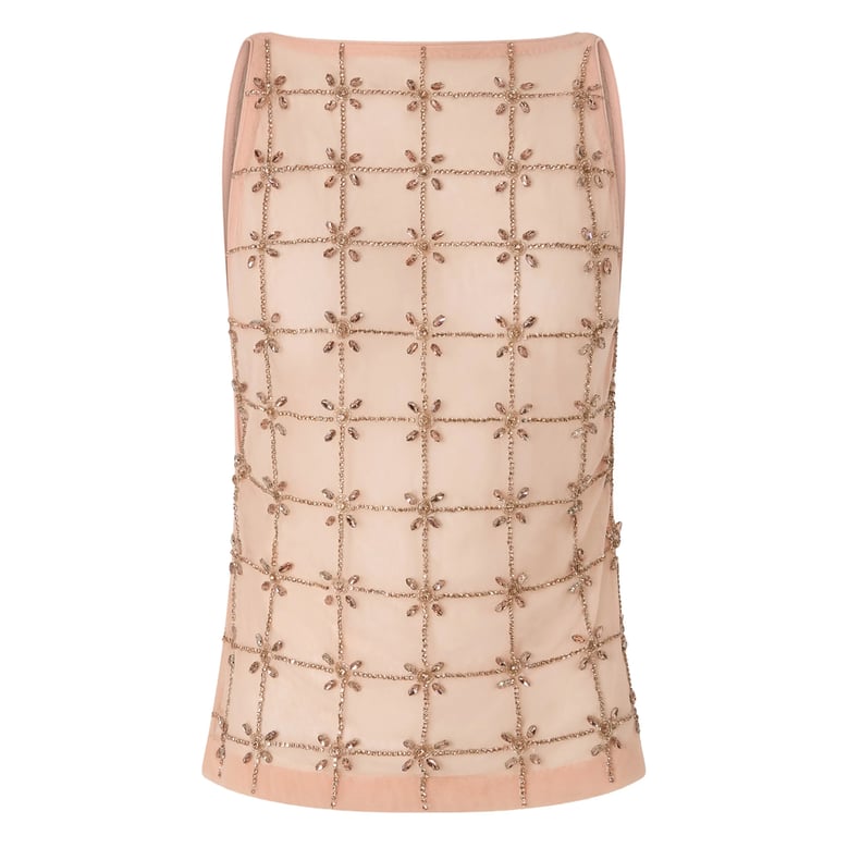 sleeveless top with pink crystal by Selfnex