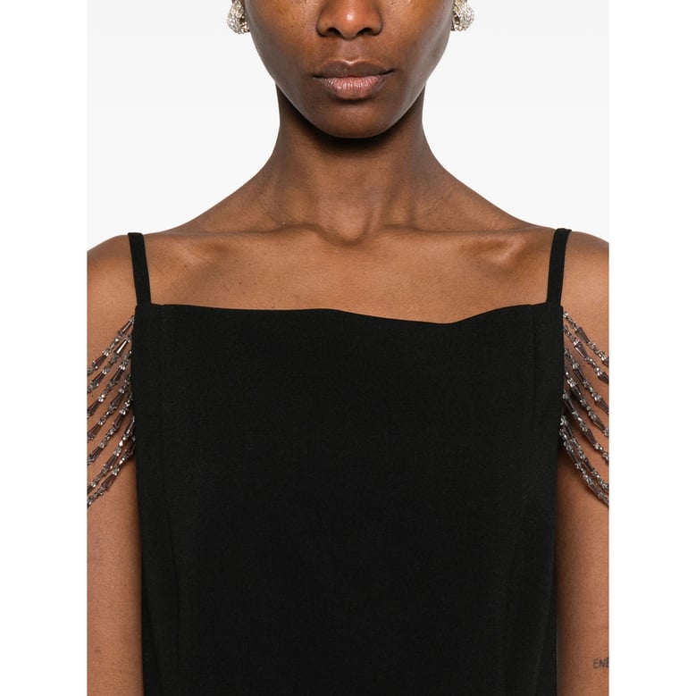 spaghetti straps dress with chain embellishment by Selfnex