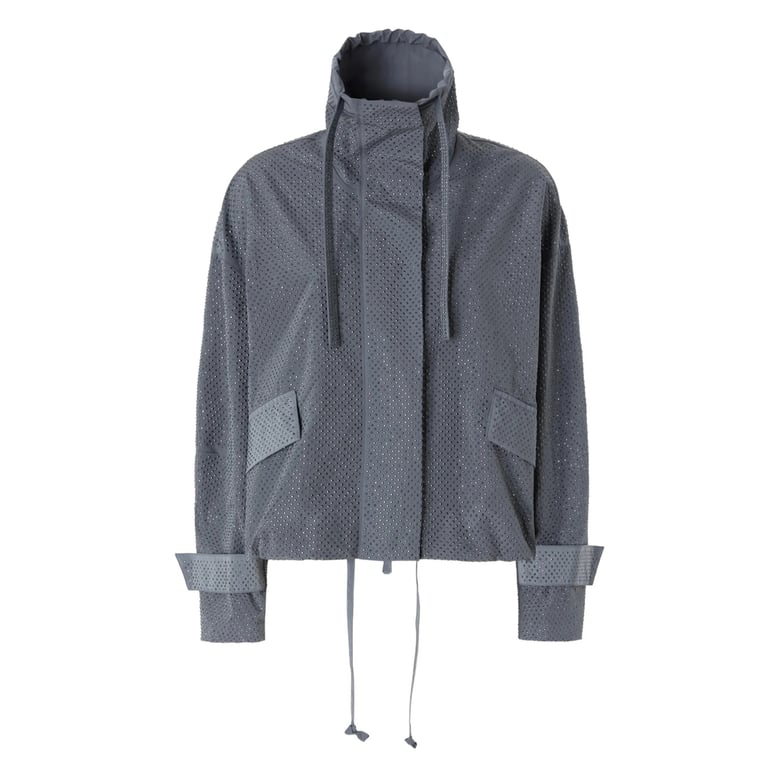 perforated drawstring hooded outerwear by Selfnex