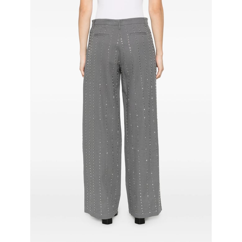 wide leg trousers with dark grey embellishments by Selfnex