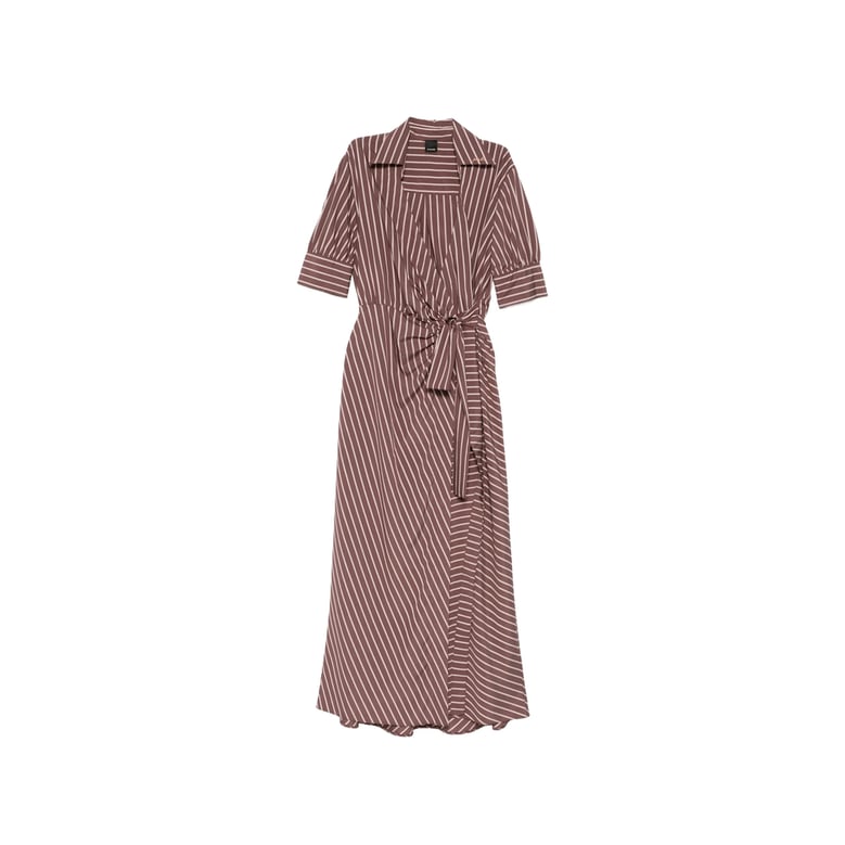 brown striped pattern dress by Selfnex