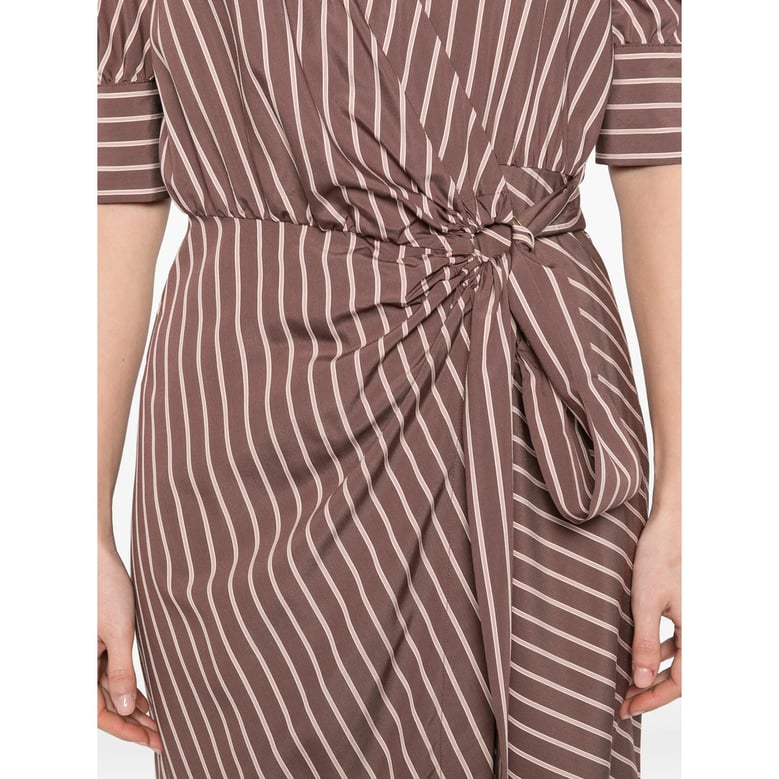 brown striped pattern dress by Selfnex