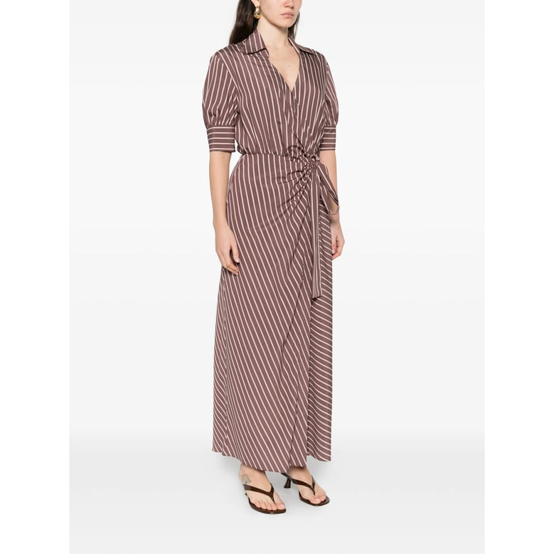 brown striped pattern dress by Selfnex